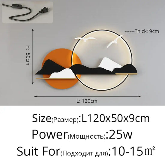 Applique Murale Moderne Design Élégant Minimaliste Orange1 2M Avec Prise / 3 Couleurs Sans