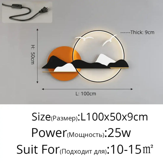 Applique Murale Moderne Design Élégant Minimaliste Orange1M Avec Prise / 3 Couleurs Sans