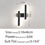 Applique Murale Nordique Design Élégant Déco Droit Noir C L46Cm / Blanc Chaud (2700-3500K) Chambre