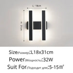 Applique Murale Nordique Design Élégant Déco Noir B L31Cm / Blanc Chaud (2700-3500K) Chambre
