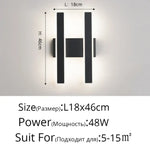 Applique Murale Nordique Design Élégant Déco Noir B L46Cm / Blanc Chaud (2700-3500K) Chambre