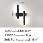Applique Murale Nordique Design Élégant Déco Noir C L46Cm / Blanc Chaud (2700-3500K) Chambre