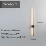 Applique Murale Nordique Design Épuré Élégant Noir Bl60Cm 9W / Blanc Froid (5 500-7 000 K). Chambre