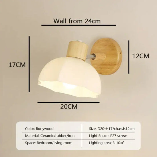 Applique Murale Nordique Design Minimaliste Bois. Style-C / Without Bulb Chambre