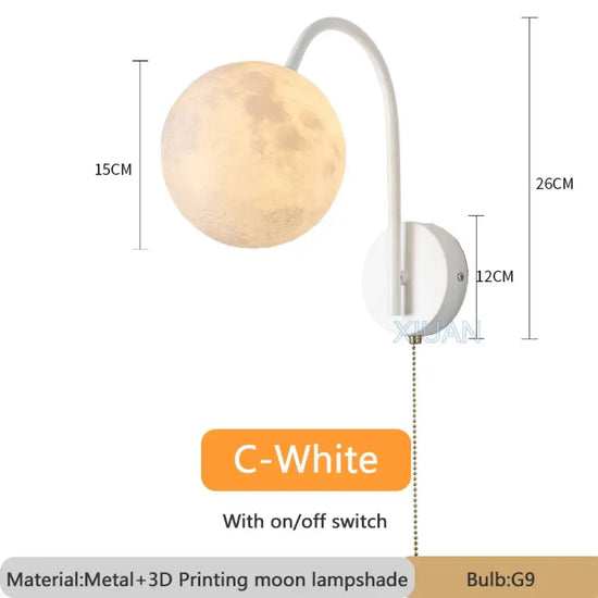 Applique Murale Nordique Scandinave Minimaliste Bois C Interrupteur Blanc / Lumière Chaude