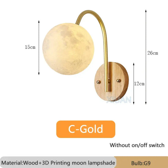 Applique Murale Nordique Scandinave Minimaliste Bois C Or Sans Interrupteur / Lumière Chaude