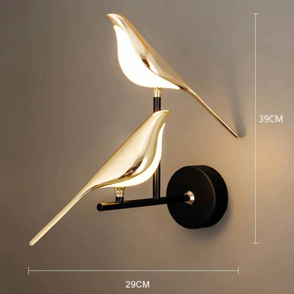 Applique Murale Design Oiseau - Lampe D'ambiance Moderne, Lumière Chaude, Parfaite Pour Chambre, Salon, Salle De Bain (or Rose, 29x10x24 Cm) - 9