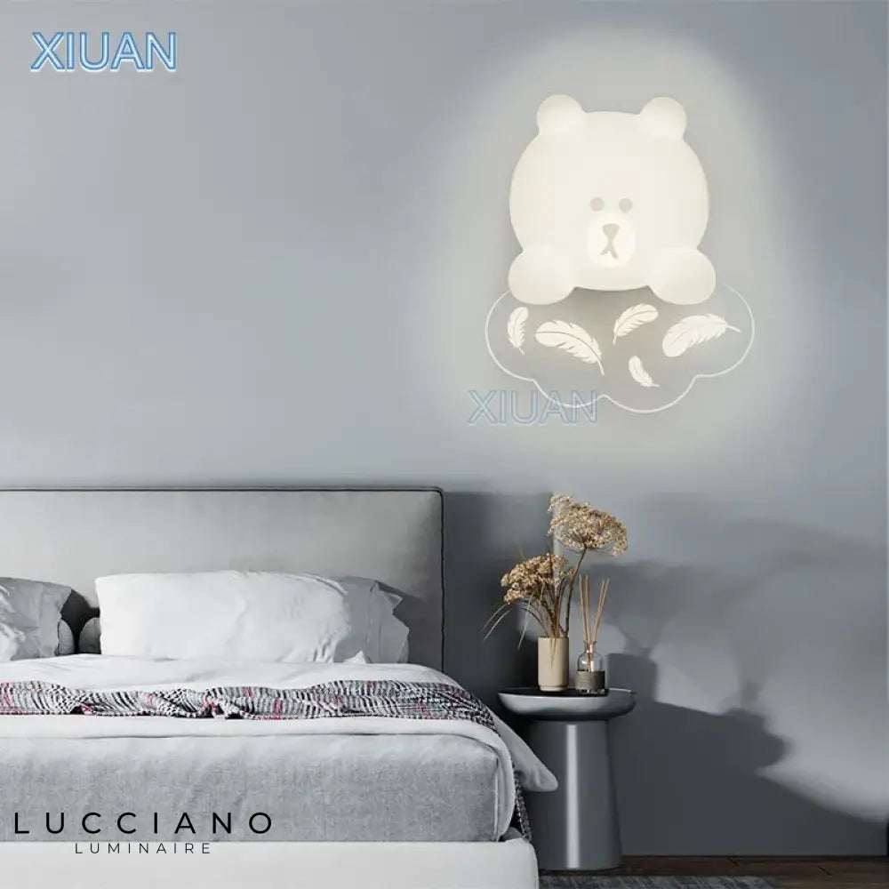 Applique Murale Ours Blanc Lumineux Chambre Douce.