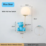 Applique Murale Ours Lumineux Design Chambre. Bleu Avec Interrupteur / Lumière Chaude Chambre