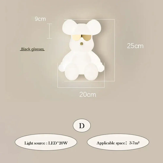 Applique Murale Ours Scandinave Minimaliste Design. D / 3 Températures De Couleur Chambre