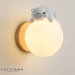 Applique Murale Ours Sur Socle Lunaire Chambre Enfant.