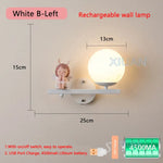 Applique Murale Rechargeable Élégante Et Ludique. Ange Blanc Gauche / Lumière Chaude Chambre