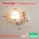 Applique Murale Rechargeable Élégante Et Ludique. Blanc A Droite / Lumière Chaude Chambre