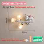 Applique Murale Rechargeable Élégante Et Ludique. Cheval Blanc Droit / Lumière Chaude Chambre