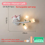 Applique Murale Rechargeable Élégante Et Ludique. Cheval Blanc Gauche / Lumière Chaude Chambre