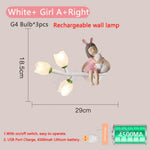 Applique Murale Rechargeable Élégante Et Ludique. Fille A Droite Blanche / Lumière Chaude Chambre