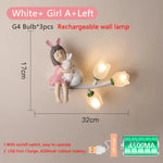 Applique Murale Rechargeable Élégante Et Ludique. Fille A Gauche Blanche / Lumière Chaude Chambre