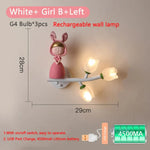 Applique Murale Rechargeable Élégante Et Ludique. Fille B Blanc Gauche / Lumière Chaude Chambre