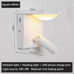 Applique Murale Rotative Multifonction Led Intelligente. Blanc Avec Usb / Chaud (2700-3500K) Chambre