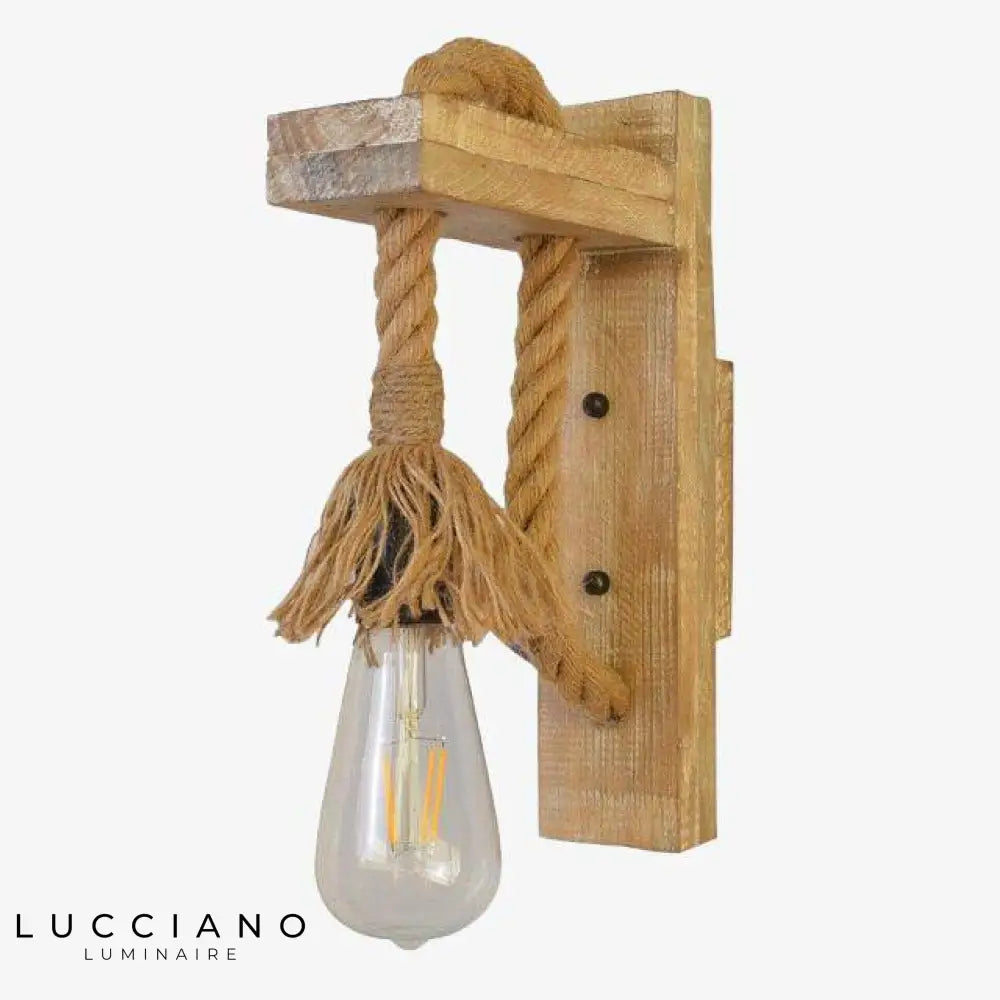 Applique Murale Rustique Luminaire Bois Cordage Vintage D Chambre