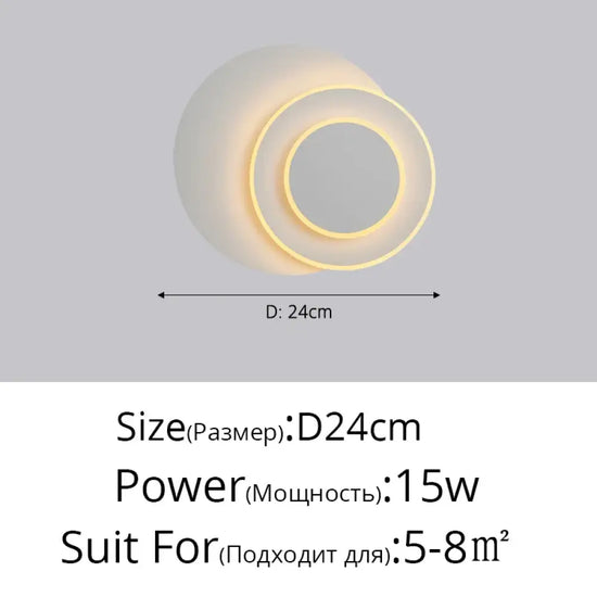 Applique Murale Scandinave Lumineuse Minimaliste. Blanc Style D 15W / 3 Couleurs Pas De