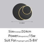 Applique Murale Scandinave Lumineuse Minimaliste. Noir Style D 15W / 3 Couleurs Pas De