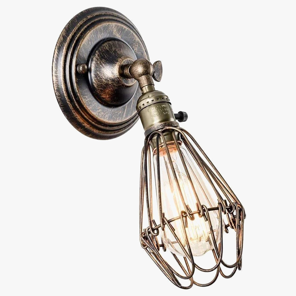 Applique murale Vintage éclairage industriel réglable appliques rustiques fil métal Cage applique intérieure maison rétro lumières luminaire LED