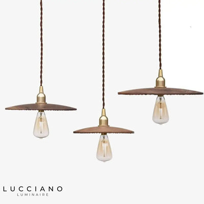 Balyn: Lámpara colgante redonda de madera y hierro vintage