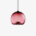 Boule En Verre Led Suspendue Rouge Luminaire Chambre