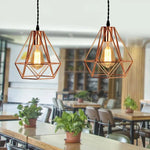 Cage Suspendue Diamant Vintage Couleur Luminaire Doré