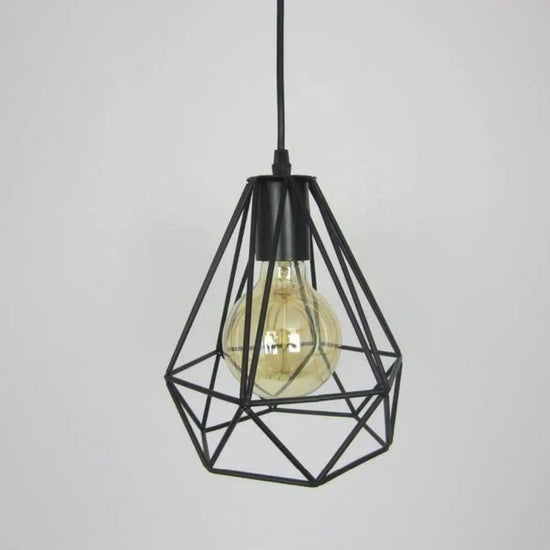 Cage Suspendue Diamant Vintage Couleur Noir Luminaire Doré