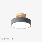 Celio - Plafonnier Led Bois Métal Gris Luminaire Chambre