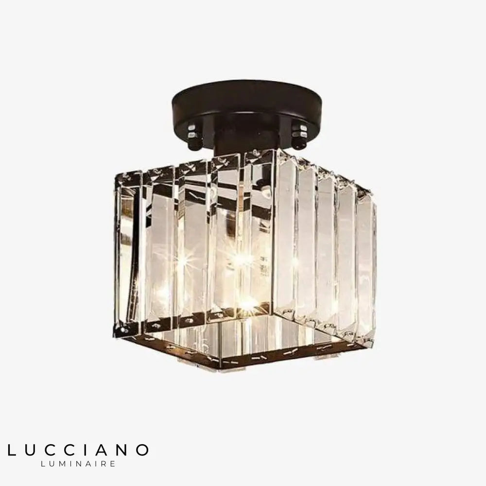 Cristal De Verre: Plafonnier Stylé Cube / Noir Luminaire Chambre