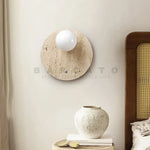 Décor Cercle Lumière Travertin Beige Applique Murale Chambre