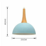 Demi-Boule Colorée Sur Support Bois A / Bleu Clair Luminaire Chambre