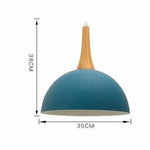 Demi-Boule Colorée Sur Support Bois B / Bleu Foncé Luminaire Chambre