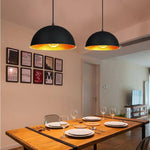 Demi-Boule Rayée Suspension Design Luminaire Cuivre