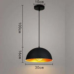 Demi-Boule Rayée Suspension Design Luminaire Cuivre