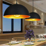 Demi-Boule Rayée Suspension Design Luminaire Cuivre