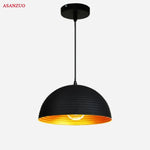 Demi-Boule Rayée Suspension Design Luminaire Cuivre