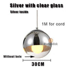 Design Led: Boule En Verre Et Chrome 30Cm - Chromé Luminaire Doré