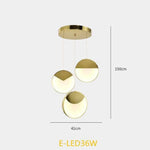 Design Led Suspendu Formes Arrondies Dorées 3 Lampes Luminaire Doré