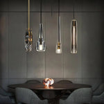 Design Suspension Verre Cristal Led Luxury Luminaire Cuivre