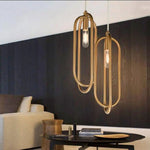 Double Boucle Dorée Suspension Design Luminaire Cuivre