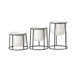 Ensemble De 3 Piédestaux Scandinaves Blanc Luminaire Doré