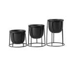 Ensemble De 3 Piédestaux Scandinaves Noir Luminaire Doré