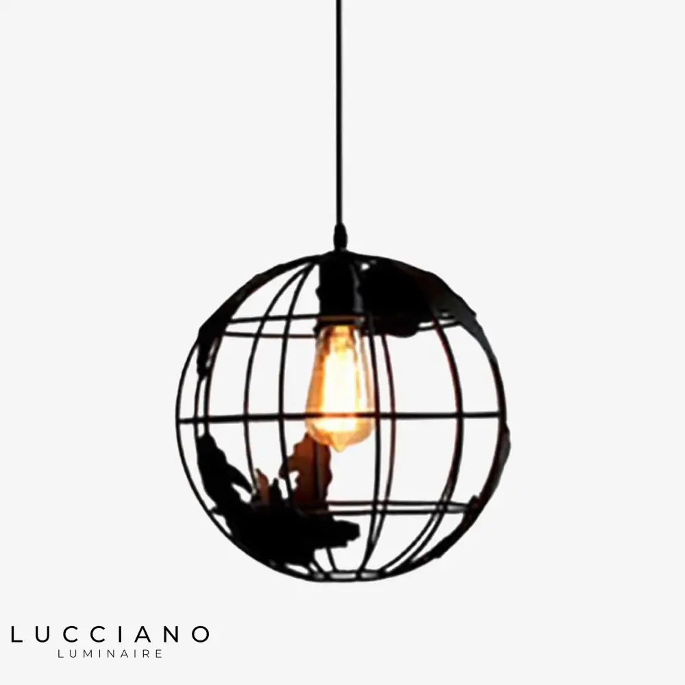 Globe Cage Suspension Design Noir Luminaire Chambre