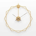 Horloge Murale Hexagone Métal Design Luminaire Doré