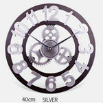 Horloge Murale Métal Vintage Chiffres Argenté - / 30Cm Luminaire Doré