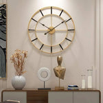 Horloge Murale Ronde Dorée 50Cm Nordic Luminaire Doré